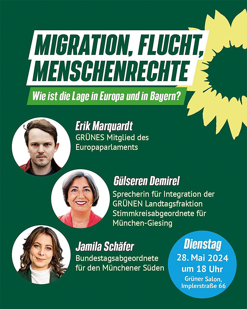 Hinweis für die Veranstaltung „Migration, Flucht, Menschenrechte“ am 28. Mai 2024