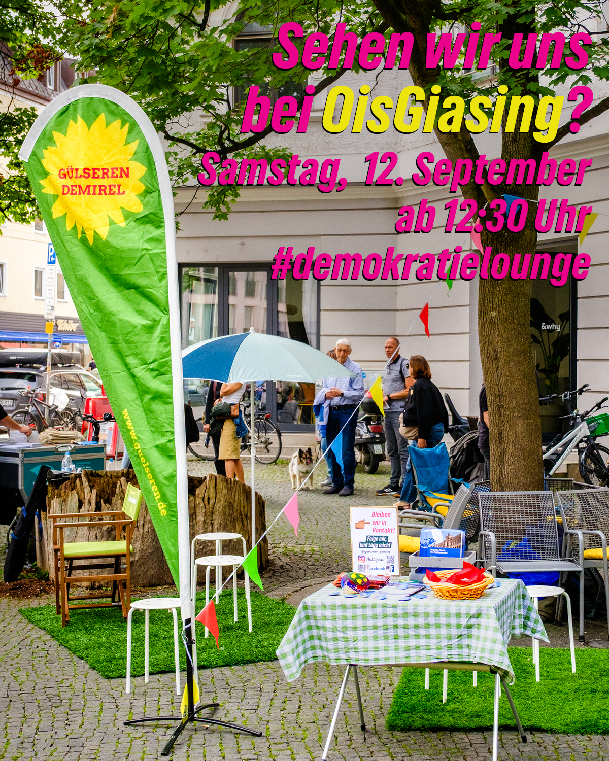 Einladung zur Demokratielounge bei OisGiasing am 12. September 2026
